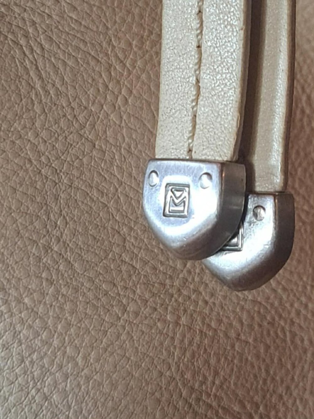 Michael Kors Western Boho Leather Satchel Shoulder Bag Cream Ivory Cargo Pockets - Picture 11 of 13